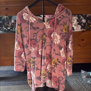 Floral Pink Hoodie Top